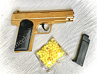 Пистолет металлический  пневматический K-112B (золотой) на пульках 6мм(  FN Browning M1910), фото 1