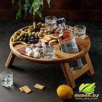 Складной столик из дуба для крепких напитков на 1 бутылку и 4 стопки "Финляндия"