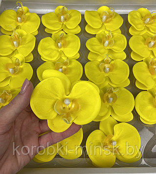 Декоративный цветок-мыло «Орхидея»  8*3см 25шт. Желтый