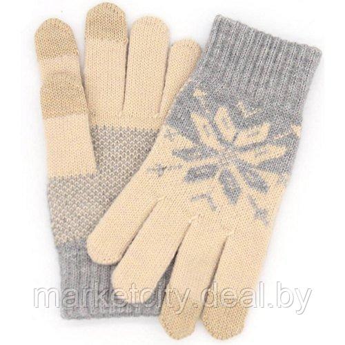 Перчатки для сенсорных устройств Xiaomi Mi Wool Touch Gloves бежевый, серый, синий - фото 1 - id-p162228271