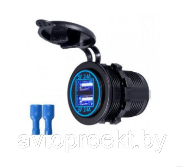 Разъем Usb в авто врезной 12V-24V 2USB GH-N1 4.8A - фото 1 - id-p162229513