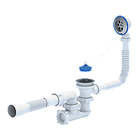 Сифон для ванны с переливом Ани Пласт 1½"х40/50 регулируемый Е255, Россия