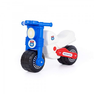 Детская игрушка каталка-мотоцикл "Моторбайк" (бело-синий) арт. 90324 ПОЛЕСЬЕ