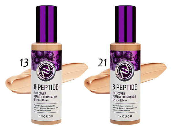 ТОНАЛЬНЫЙ КРЕМ С ПЕПТИДАМИ ENOUGH 8 PEPTIDE FULL COVER PERFECT FOUNDATION SPF50+ PA+++ 21 тон.100 ГР