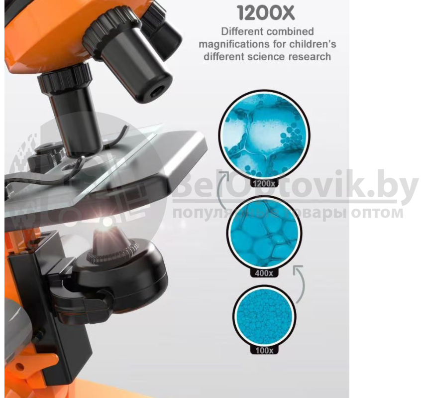 Детский набор Юный биолог Микроскоп Scientific Microscope с приборами для опыта Желтый - фото 5 - id-p146637343