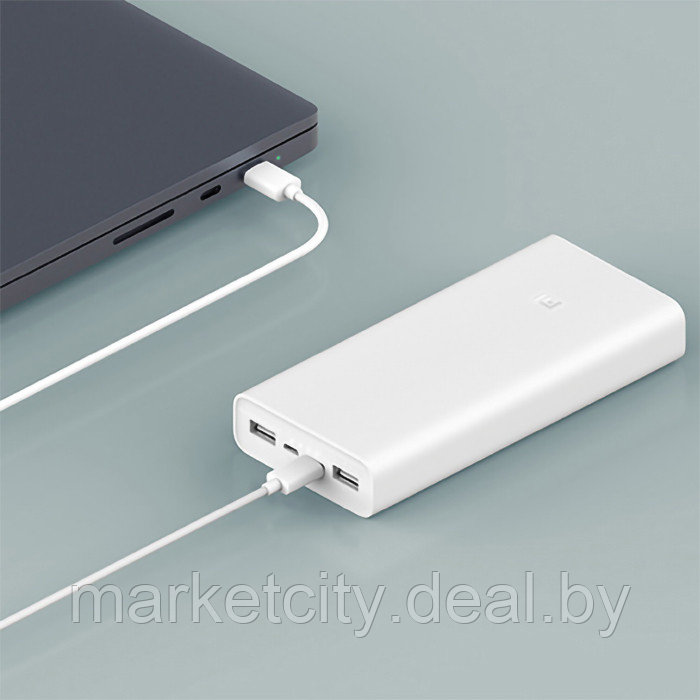 Аккумулятор Xiaomi Mi Power Bank 3 20000mAh Fast Charge QC3.0 Белый (PLM18ZM) - фото 1 - id-p162366842