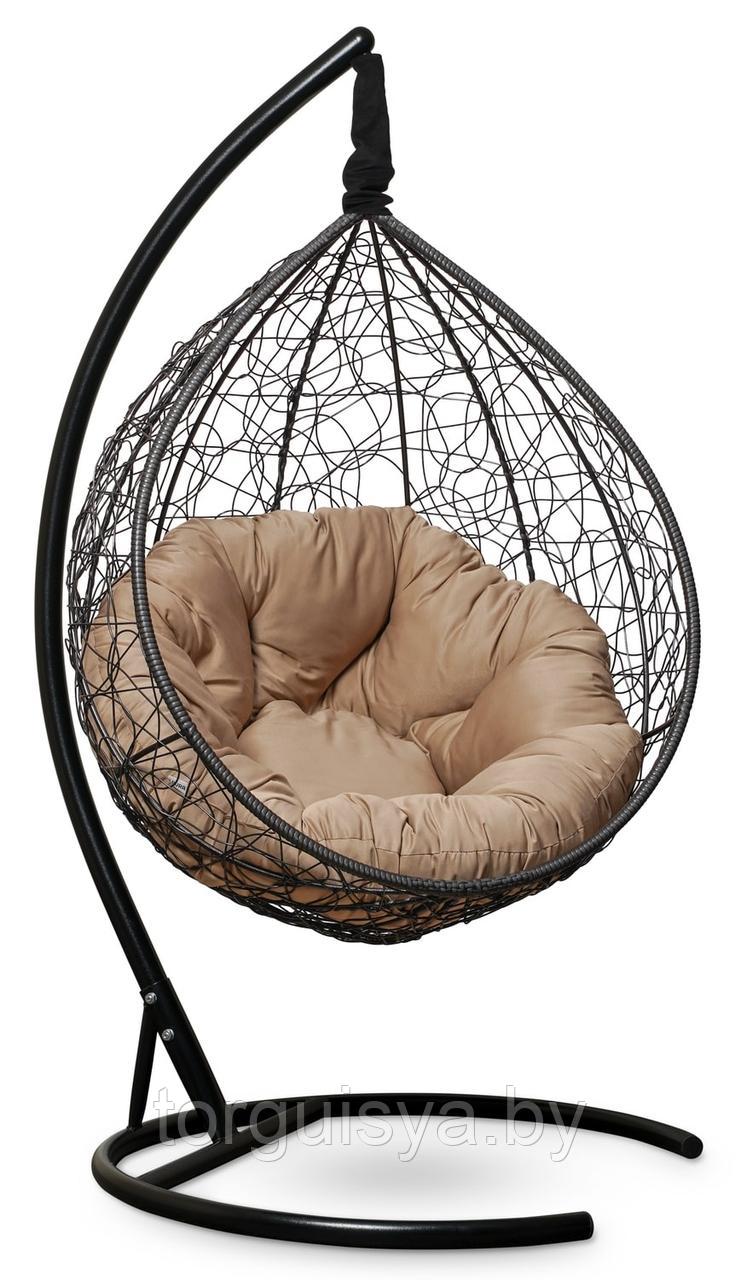 Подвесное кресло-кокон SEVILLA VERDE черный кокон+бежевая подушка