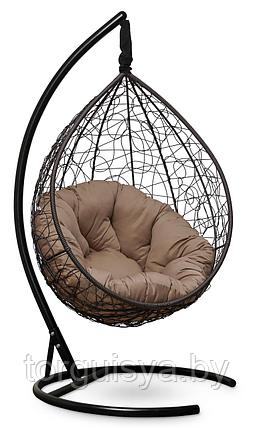 Подвесное кресло-кокон SEVILLA VERDE шоколадный кокон+бежевая подушка, фото 2