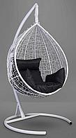 Подвесное кресло-кокон SEVILLA белый кокон+черная подушка