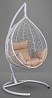 Подвесное кресло-кокон SEVILLA белый кокон+бежевая подушка