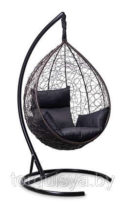 Подвесное кресло-кокон SEVILLA шоколадный кокон+черная подушка, фото 2