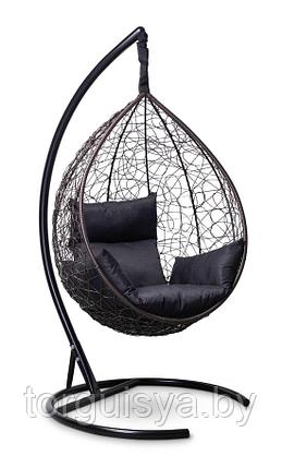 Подвесное кресло-кокон SEVILLA горячий шоколад кокон+черная подушка, фото 2