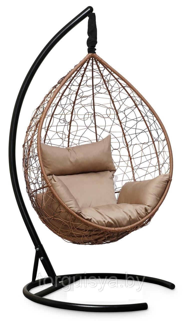 Подвесное кресло-кокон SEVILLA горячий шоколад кокон+бежевая подушка