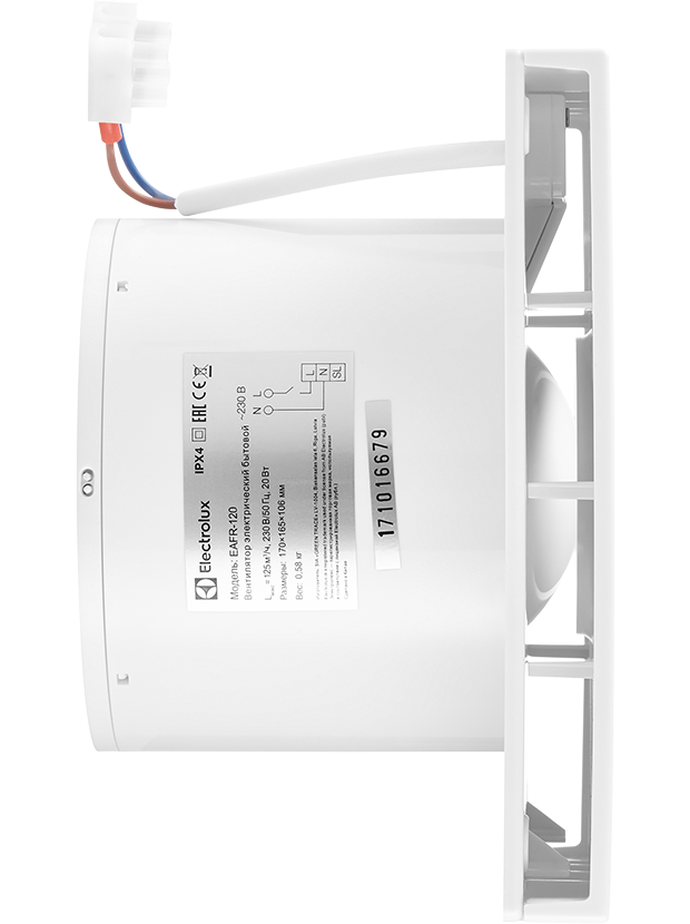 Вентилятор вытяжной Electrolux серии Rainbow EAFR-100T white с таймером - фото 3 - id-p162380367