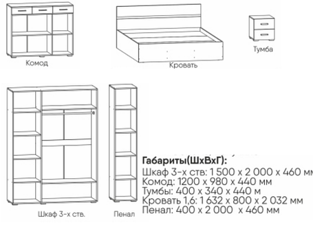 Спальня Вегас модульная (5 вариантов цвета) фабрика Рикко, фото 2