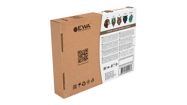 Рысь в крафтовой упаковке размер M. Деревянный пазл EWA, 139 элементов, фото 2