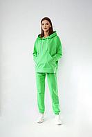 Женское осеннее трикотажное зеленое спортивное худи Kivviwear 4015 яблоко 42р.