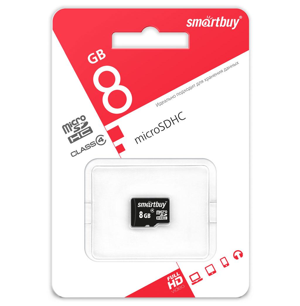Micro SDHC карта памяти Smart Buy 8GB Сlass 4 (с адаптером SD)(SB8GBSDCL4-01) - фото 1 - id-p162425004