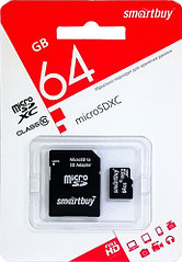 Micro SDXC карта памяти Smartbuy 64GB Class 10 UHS-1  (с адаптером SD) (SB64GBSDCL10-01)