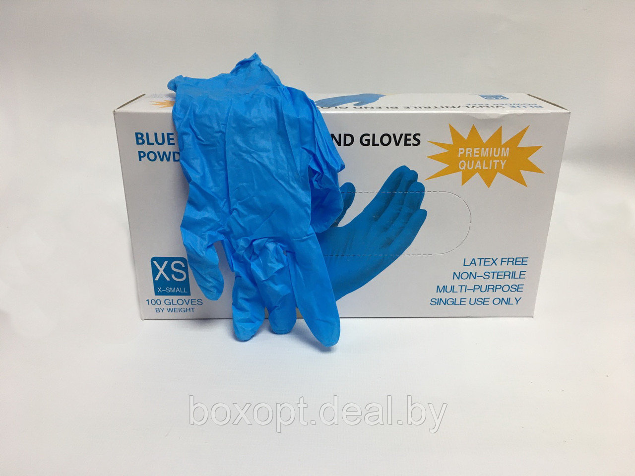 Перчатки одноразовые (нитрил/винил) (голубые) "Wally Plastic" - 100 шт (50 пар), все размеры - фото 1 - id-p162443909