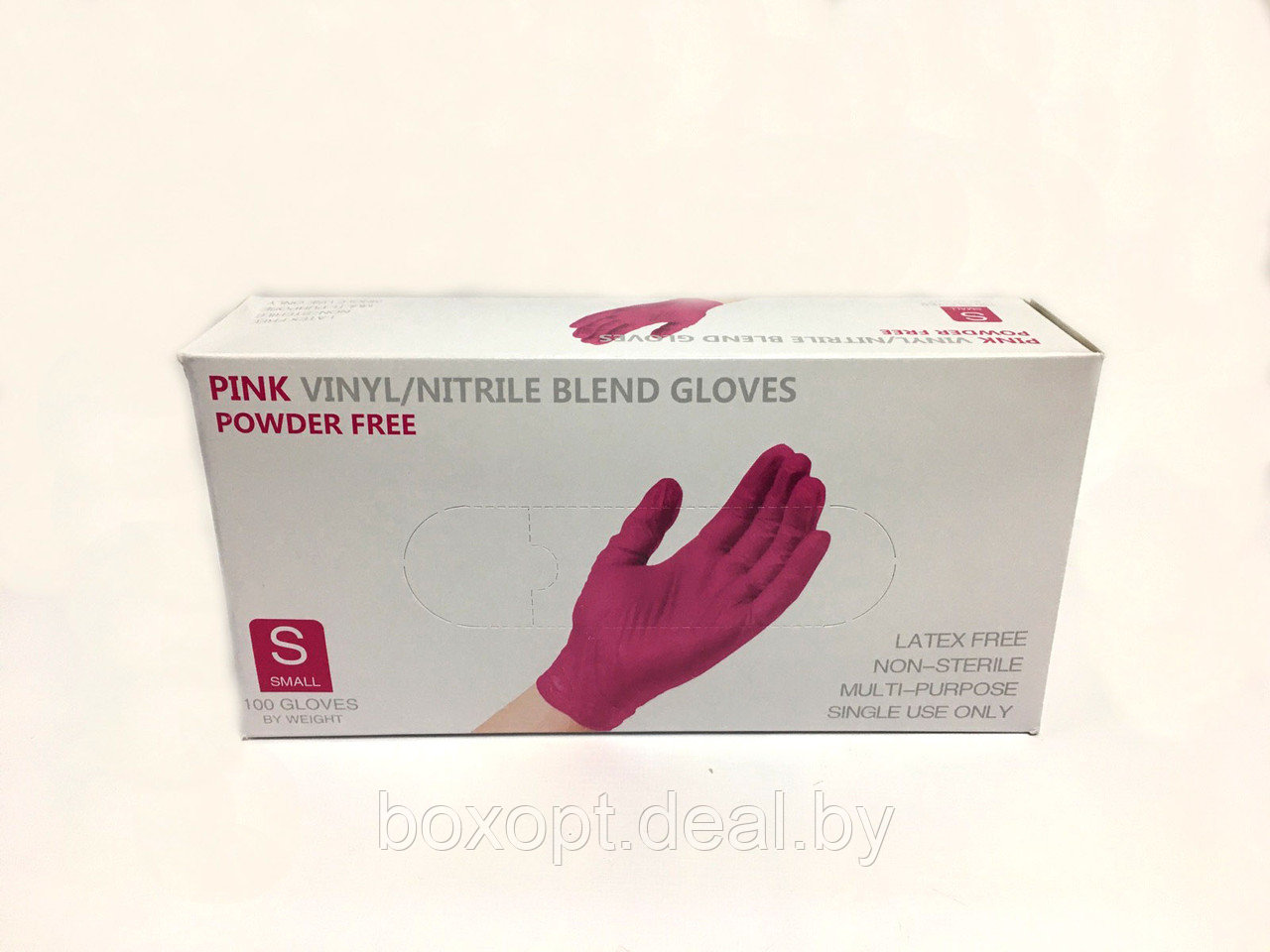 Перчатки одноразовые (нитрил/винил) (розовые) "Wally Plastic", все размеры - 100 шт (50 пар) - фото 3 - id-p162071164