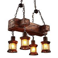Люстра деревянная рустикальная "Викинг" на 4 лампы
