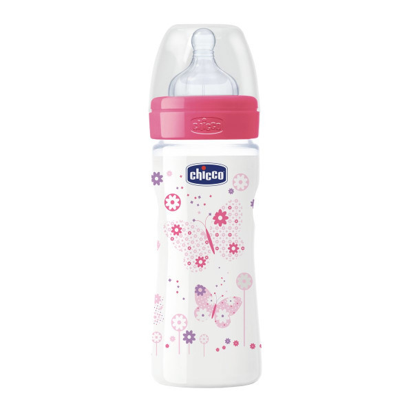 Бутылочка Chicco Well-Being Girl с силиконовой соской, 250 мл (цена за 1шт) - фото 1 - id-p162447899