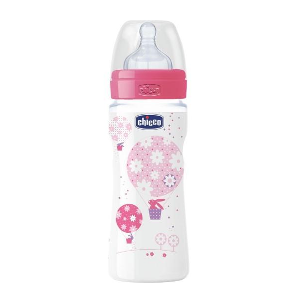 Бутылочка Chicco Well-Being Girl с силиконовой соской, 330 мл (цена за 1шт) - фото 1 - id-p162447900