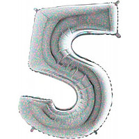 Шар 5 Серебро Голография 40"/102см