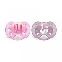 Пустышка Avent Ultra Soft силиконовая Hello Princess/Лебедь 6-18мес (цена за 1шт)