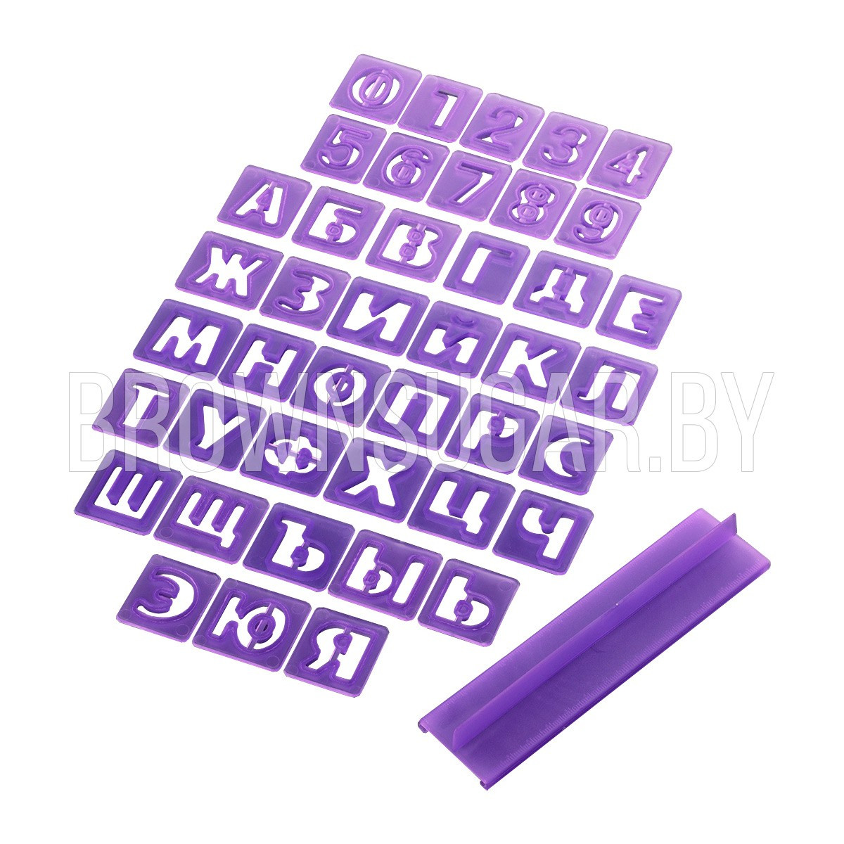 Набор печатей для марципана и теста «Алфавит русский, цифры» (Китай, , 43 шт с держателем, буква 3 см) - фото 1 - id-p160694303