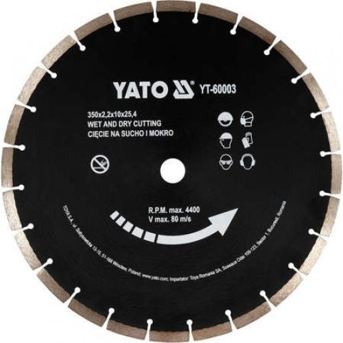 Круг алмазный 350x25,4мм (сегмент) "Yato" YT-60003 - фото 1 - id-p162471695