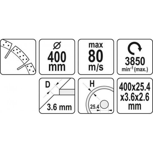Круг алмазный 400x25,4мм (сегмент) "Yato" YT-60004 - фото 2 - id-p162471716