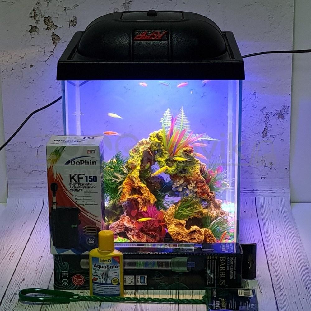AQUA Аквариум Куб Aqua Glo на 20л. день/ночь с рыбками данио GloFish Reff - фото 4 - id-p162488120