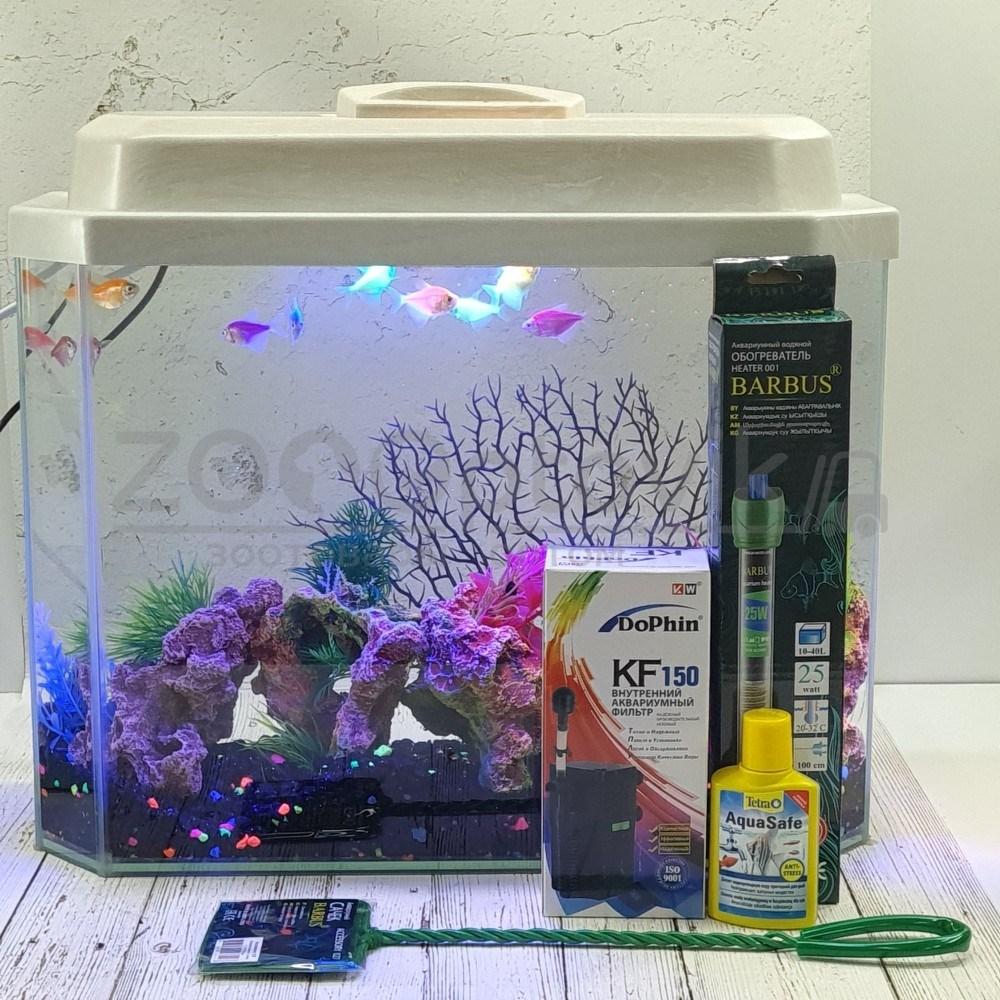 AquaGold Аквариум Aqua Glo панорама на 15л. день/ночь с рыбками тернеция GloFish - фото 3 - id-p162488163