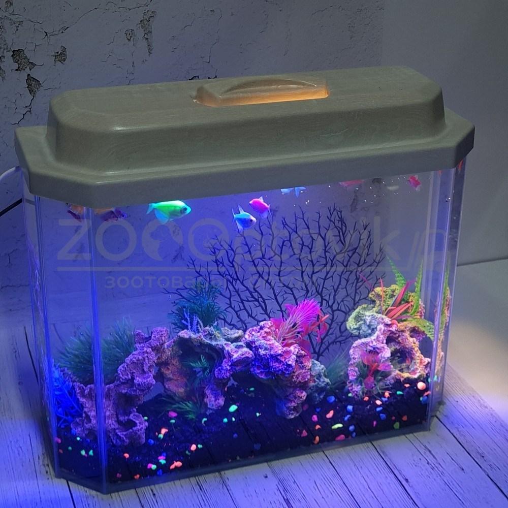 AquaGold Аквариум Aqua Glo панорама на 15л. день/ночь с рыбками тернеция GloFish - фото 9 - id-p162488163