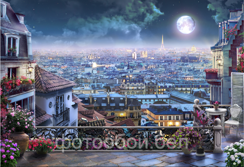 Фотообои Ночной Париж фреска - фото 1 - id-p162502092