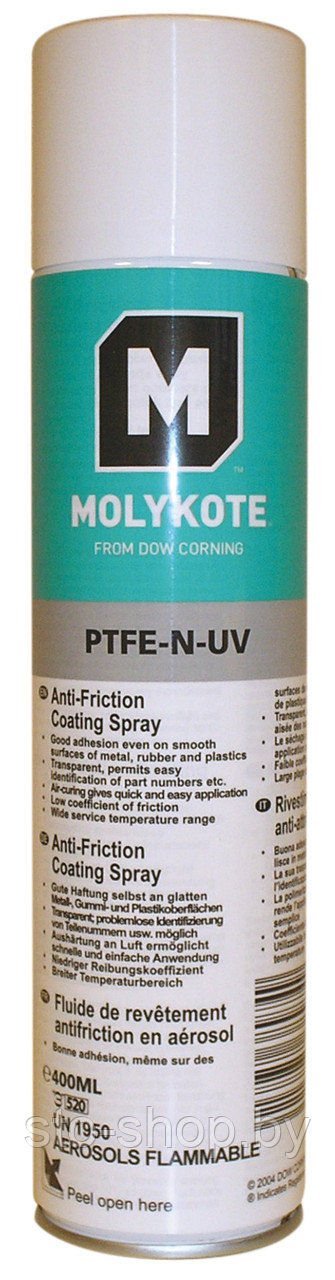Molykote PTFE N UV Spray Бесцветное антифрикционное покрытие на основе ПТФЭ 400мл