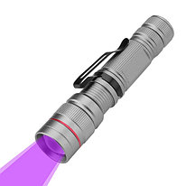 Фонарь ультрафиолетовый, компактный, металлический, серебристый, zoom-линза