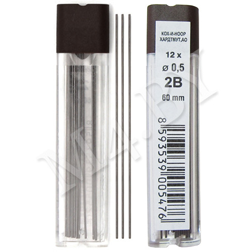 KOH-I-NOOR. Грифели для механического карандаша, 0,5 мм, 12 штук. Твердость TM/НВ, М/B и 2В. - фото 3 - id-p150151961