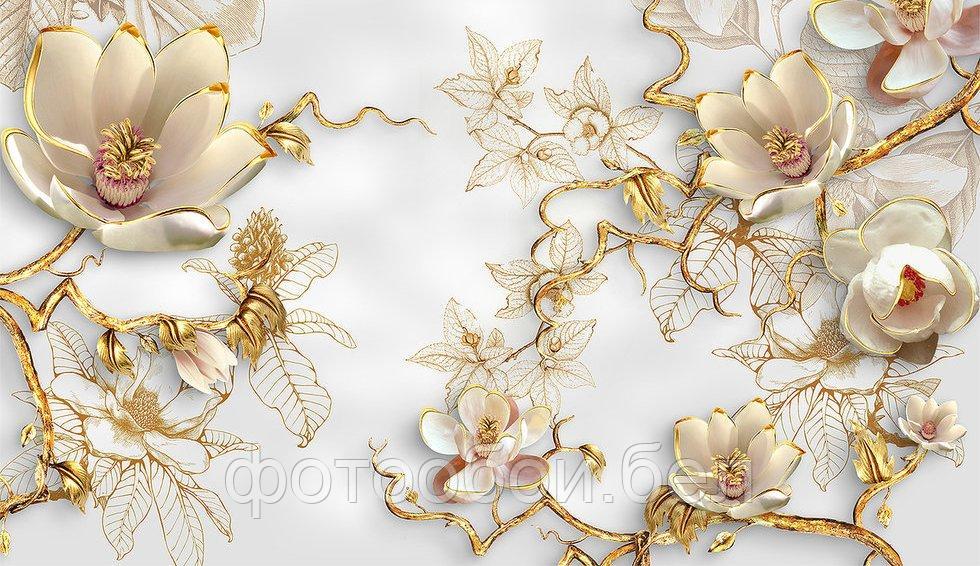 Фотообои 3Д золотые лилии