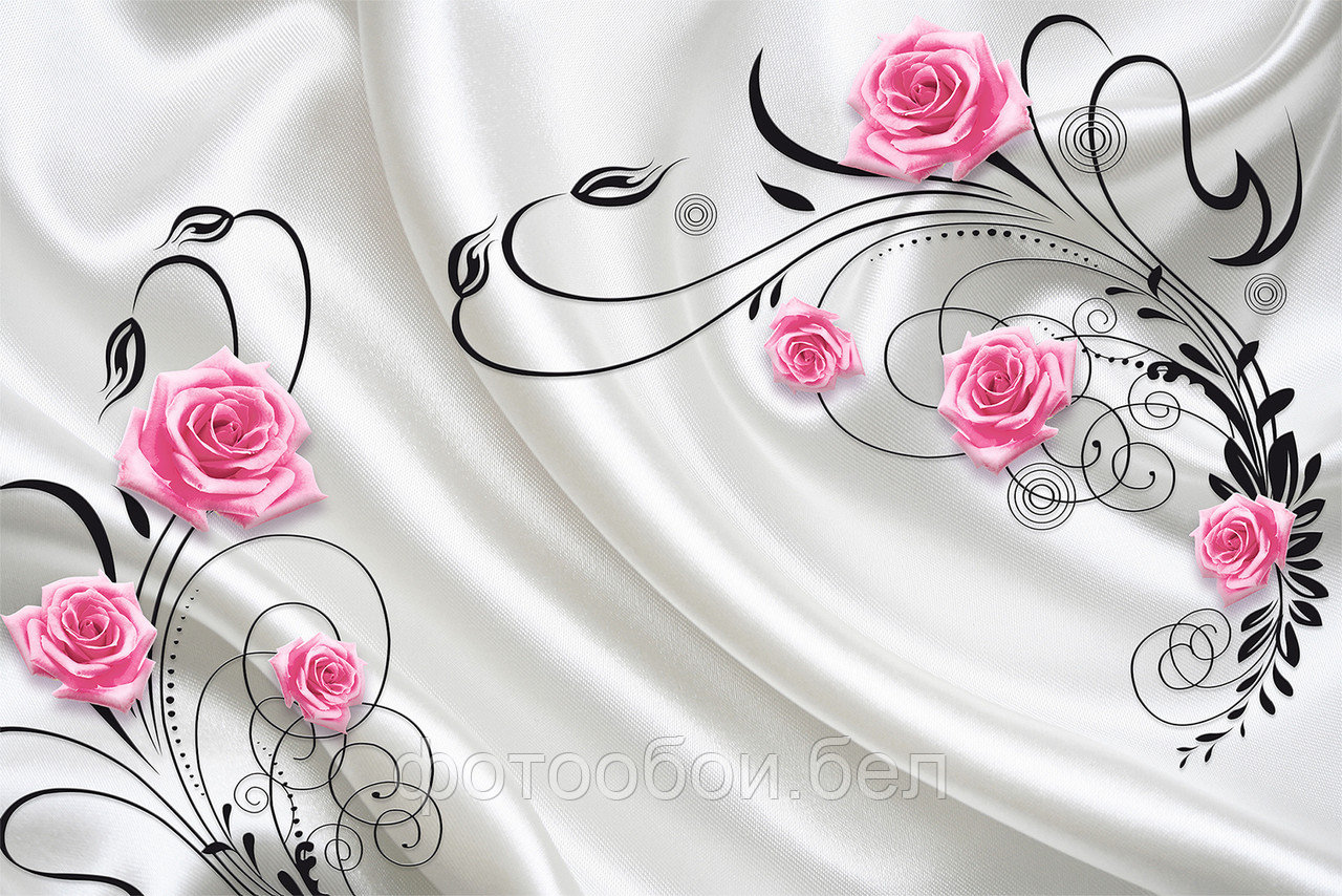 Фотообои 3Д Розы на шёлке
