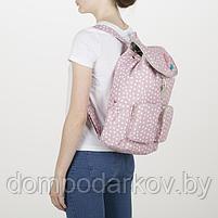 Рюкзак молодёжный, отдел на стяжке, 2 наружных кармана, 2 боковых кармана, цвет розовый, фото 2