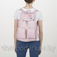 Рюкзак молодёжный, отдел на стяжке, 2 наружных кармана, 2 боковых кармана, цвет розовый, фото 4