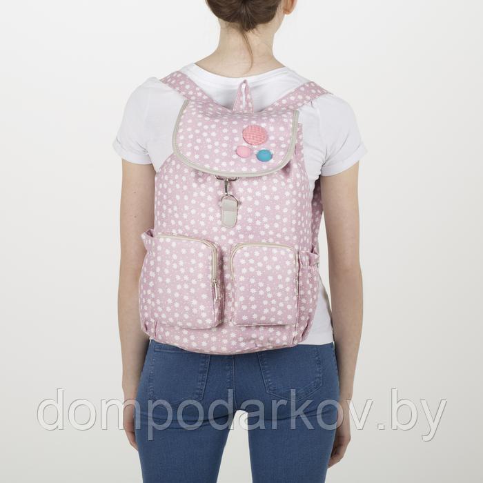 Рюкзак молодёжный, отдел на стяжке, 2 наружных кармана, 2 боковых кармана, цвет розовый - фото 4 - id-p139550943