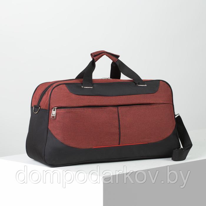 Сумка дорожная, отдел на молнии, наружный карман, длинный ремень, крепление для чемодана, цвет красный - фото 1 - id-p162542033