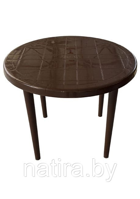 Стол пластиковый круглый, диаметр 90 см, коричневый - фото 1 - id-p162588601
