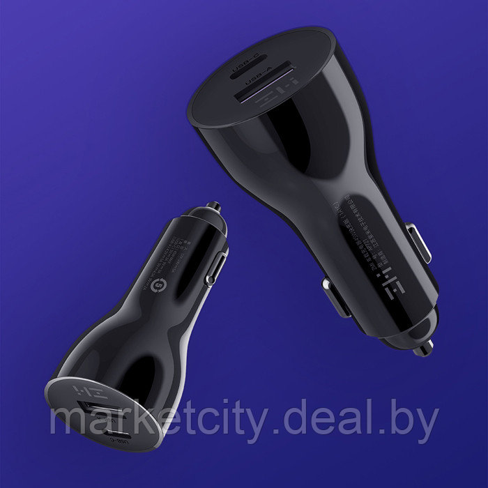 Автомобильное зарядное устройство Xiaomi ZMI Metal Car Charger 45W Dual Port USB/Type-C AP721 - фото 1 - id-p162593235