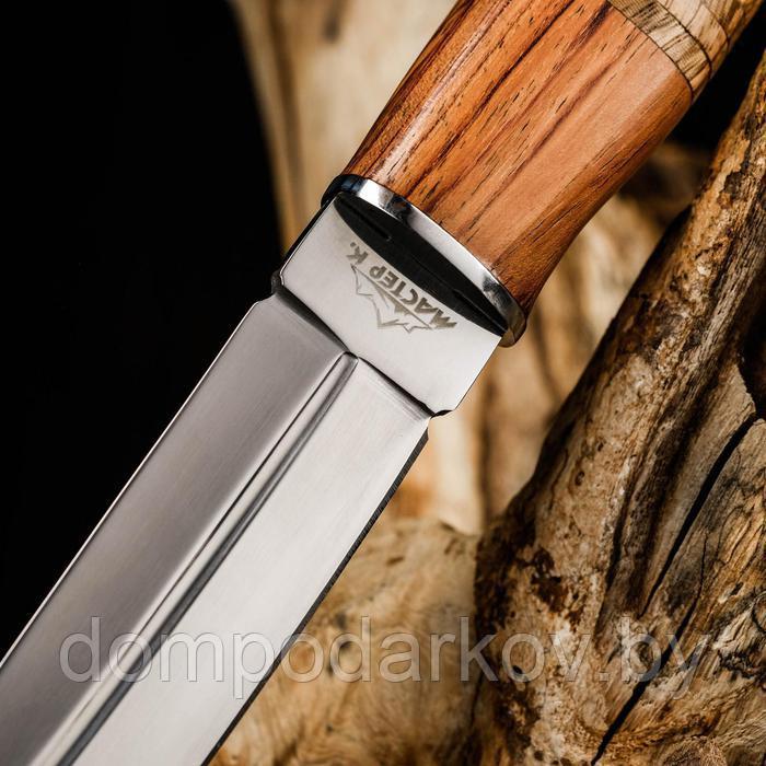Нож охотничий "Барди" в чехле, лезвие 14 см, деревянная рукоять с пробковой вставкой - фото 3 - id-p162604378