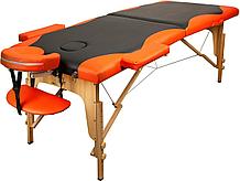 Массажный стол Atlas Sport 70 см складной 2-с деревянный (черно-оранжевый)